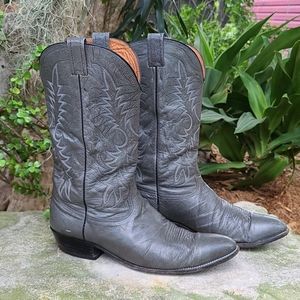 Nocona Dark Gray Leather Cowboy Boots